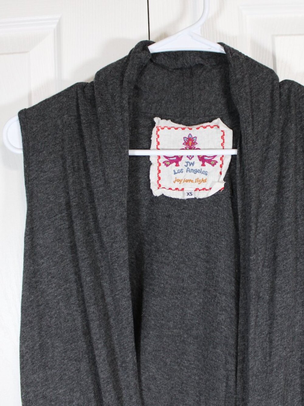 Johnny Was Tisha Dark Grey Embroidered Sleeveless Drape Cardigan Vest - Picture 2 of 12